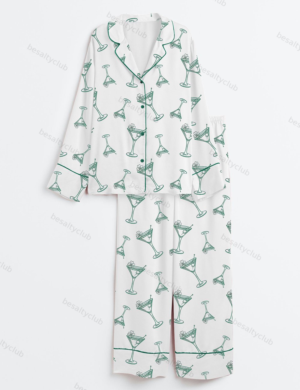 A Tini Bit Irish St. Patrick's Day Retro Irish Vibes Long Sleeve Satin Pajama Set