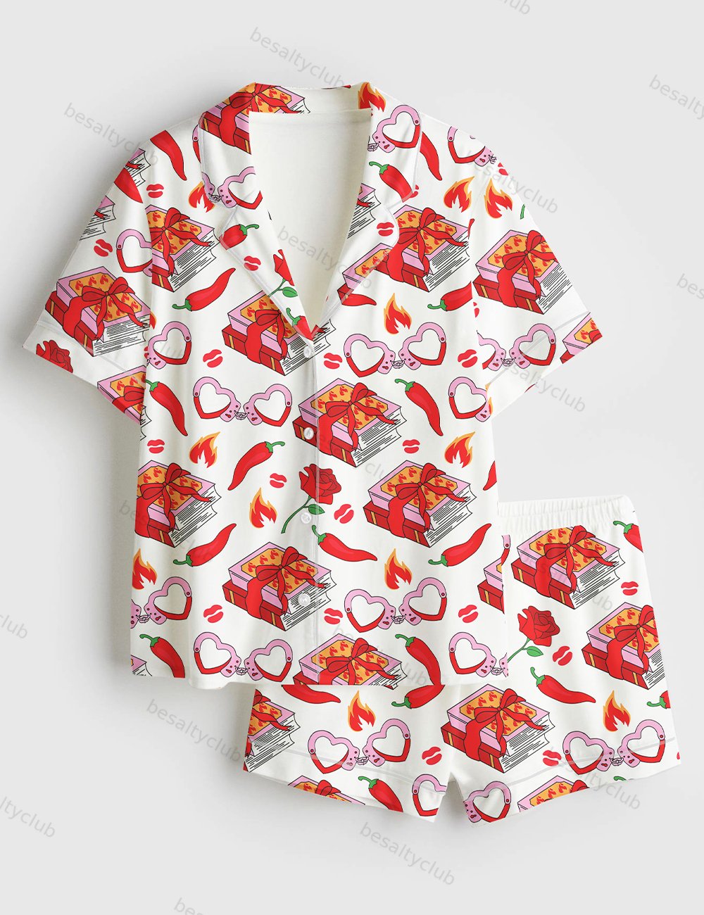 Spicy Smutty Book  Reading Book Lover Short Sleeve Satin Pajama Set