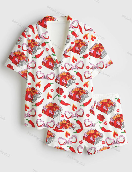 Spicy Smutty Book  Reading Book Lover Short Sleeve Satin Pajama Set