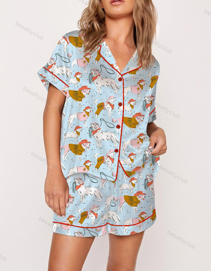 Doggy Cowboys Satin Pajama Set