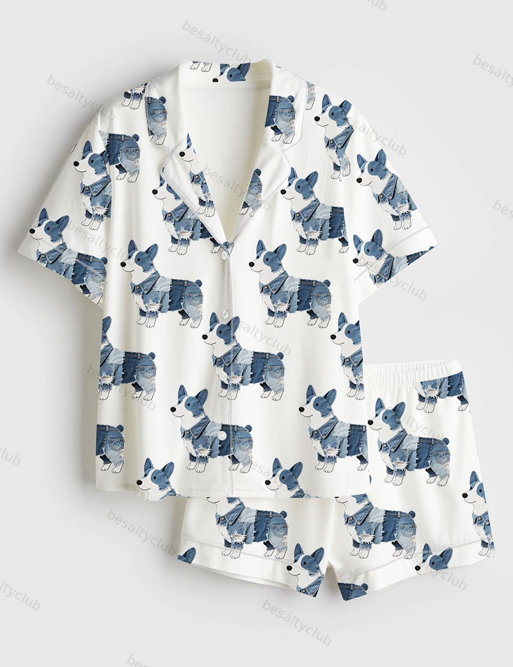 Corgi Dog Lover Short Sleeve Satin Pajama Set
