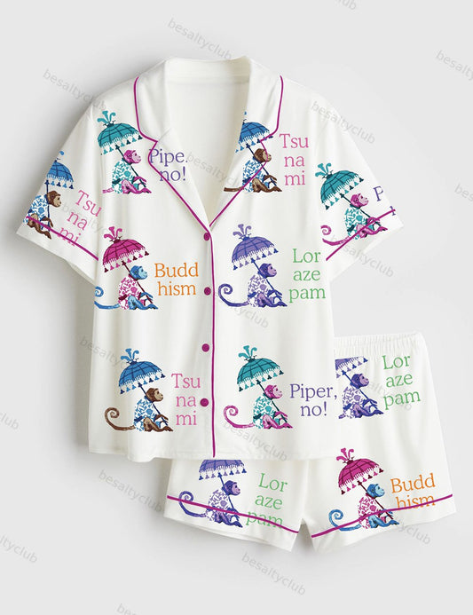 Lotus Cocktail The Wife Lotus Short Sleeve Satin Pajama Set