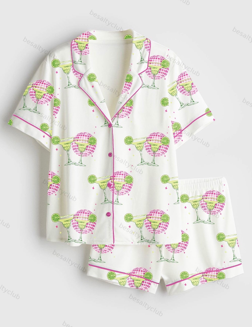 Margs and Matrimony Final Fiesta Wine Short Sleeve Satin Pajama Set