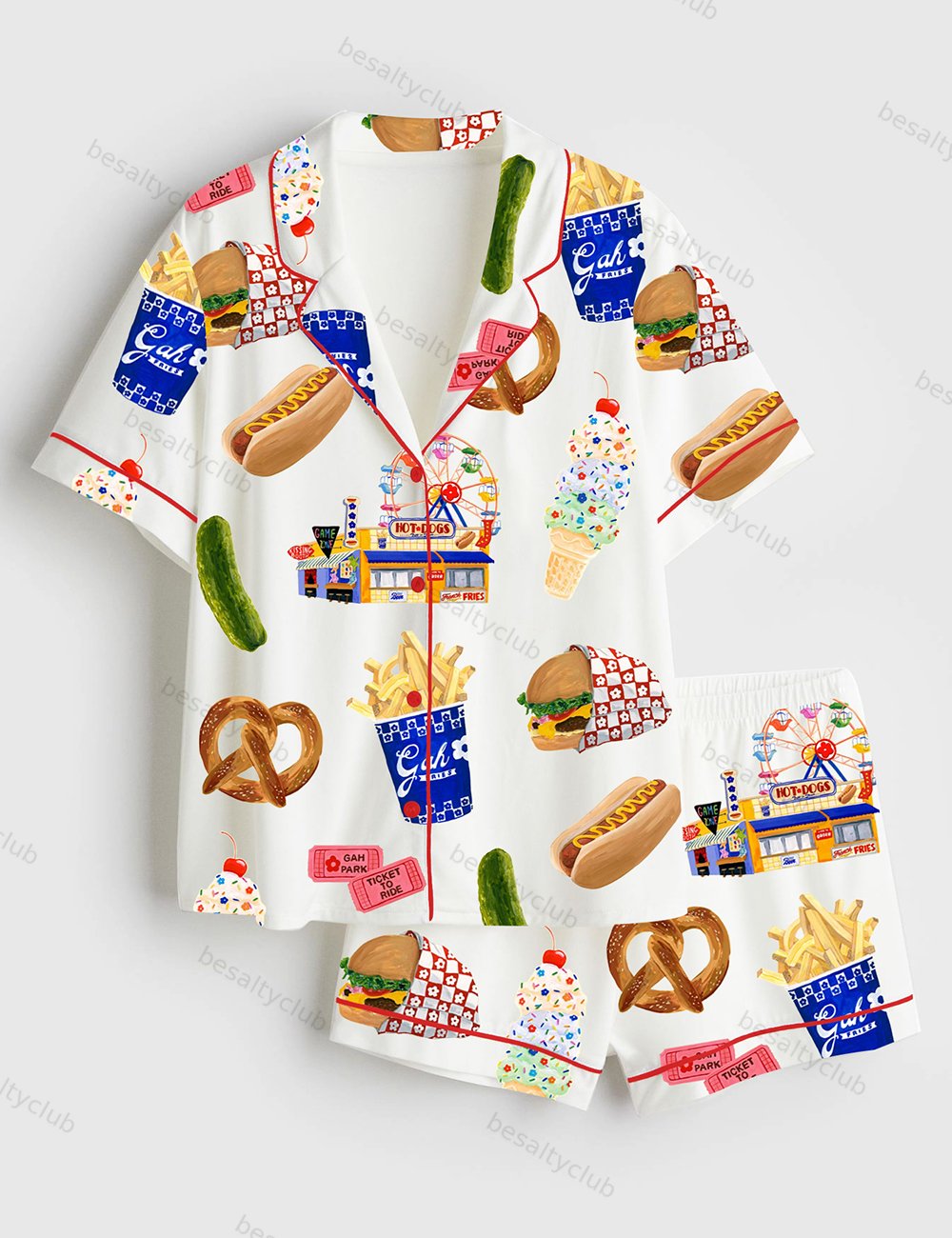 Summer Vibes Boardwalk Collection Short Sleeve Satin Pajama Set