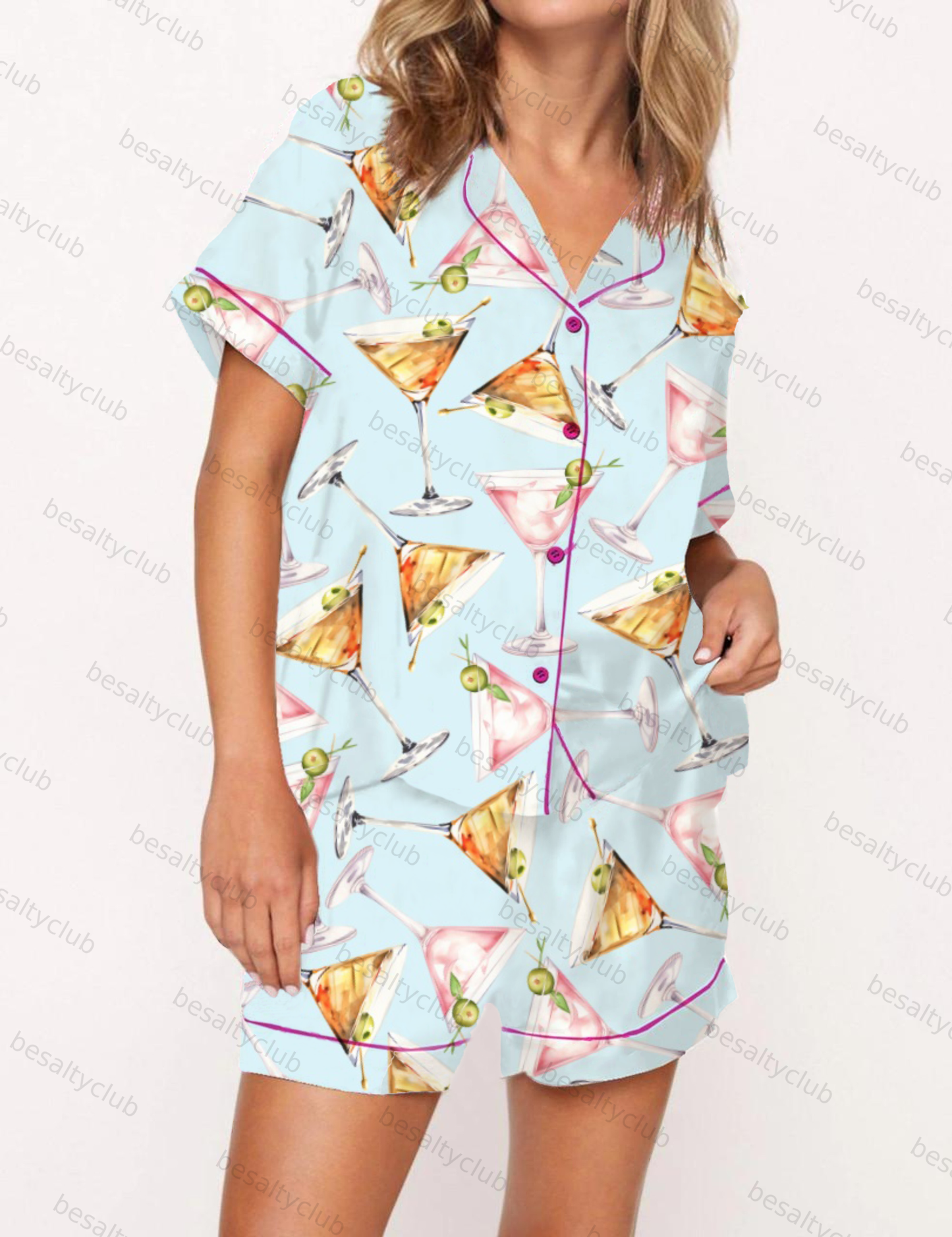 Aperol Spritz Holiday Satin Pajama Short Set