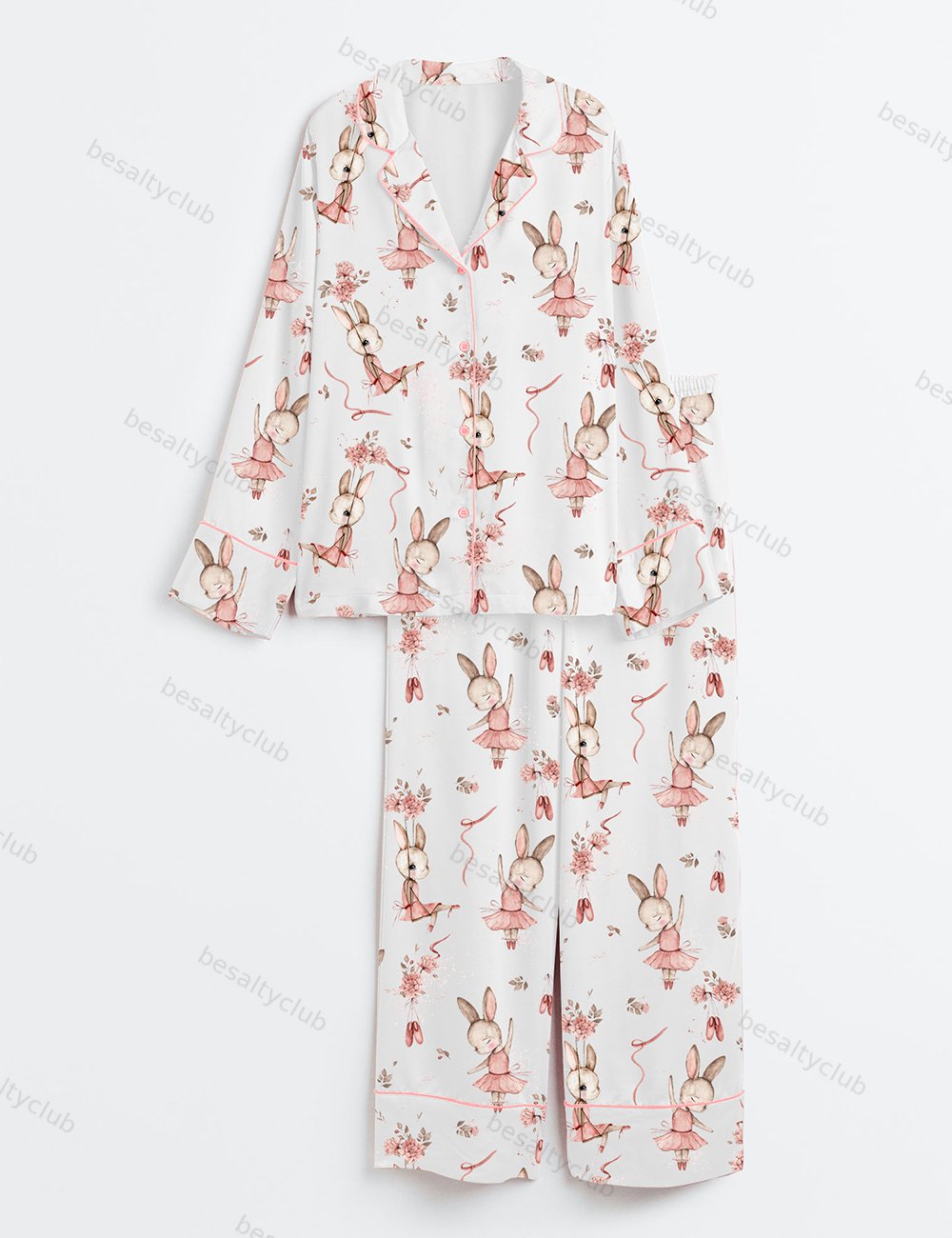 Ballerina Bunny Long Sleeve Satin Pajama Set