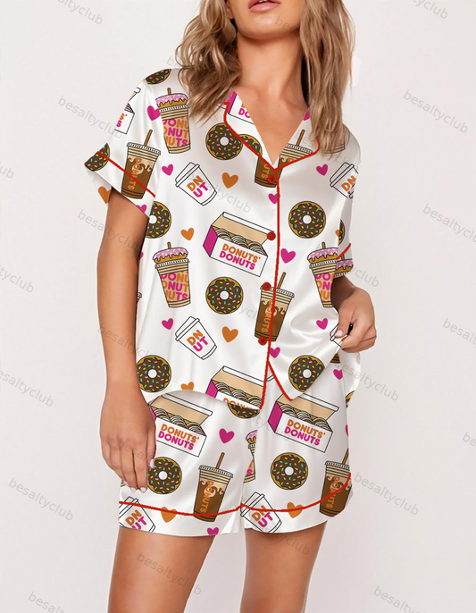 Donuts ? Coffee Satin Pajama Set
