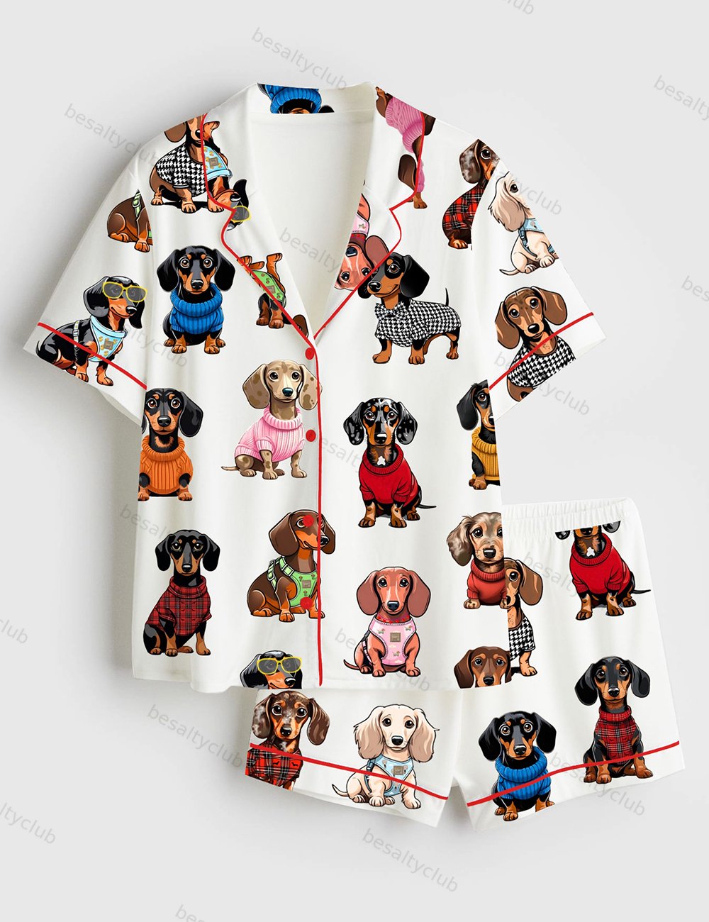 Dachshund Lover Short Sleeve Satin Pajama Set