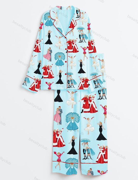 White Christmas Movie Satin Pajama Set