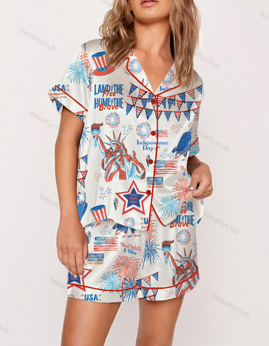 Independence Day Satin Pajama Set