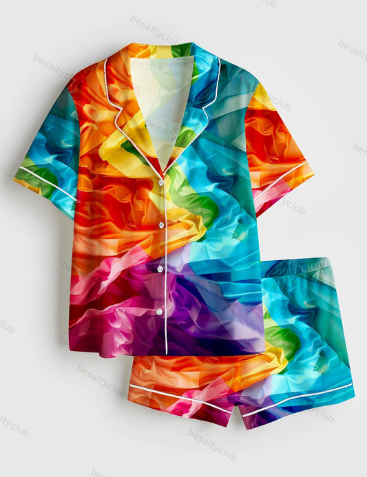 Pride Month LGBT Pride Print Short Sleeve Satin Pajama Set