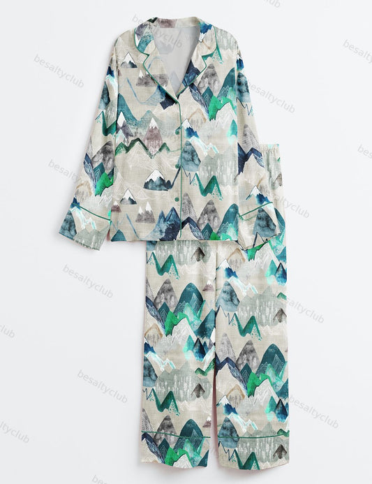 Call Of The Mountains Long Sleeve Satin Pajama Set