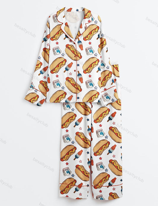 You Look Like The Fourth Of July Long Sleeve Satin Pajama Set