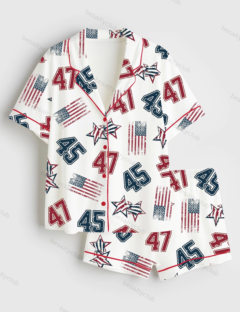 America 45 47 Short Sleeve Satin Pajama Set