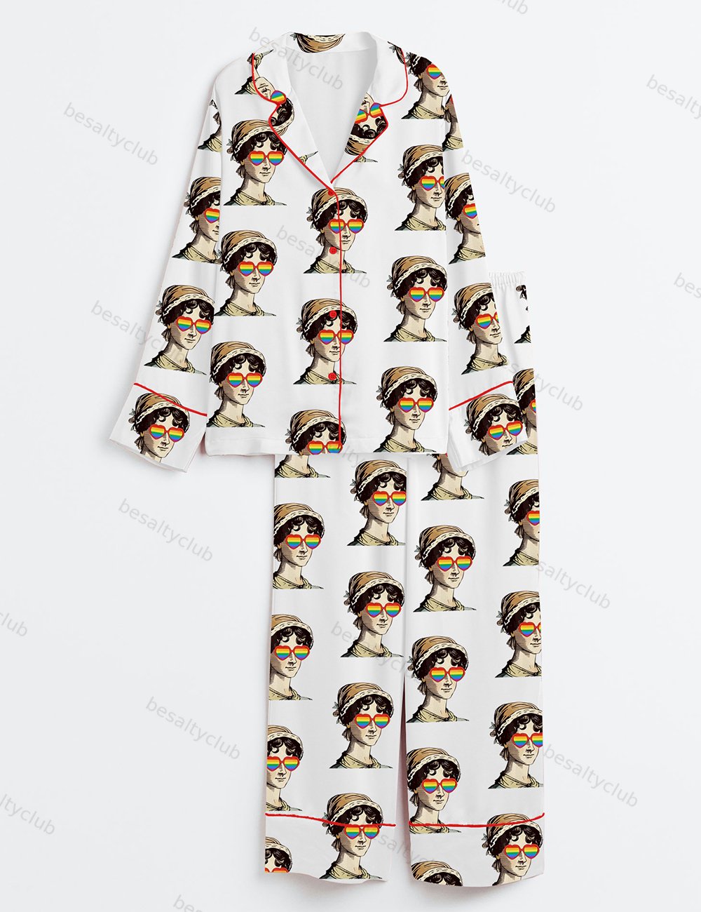 More Pride Less Prejudice LGBTQ Pride Month Print Long Sleeve Satin Pajama Set