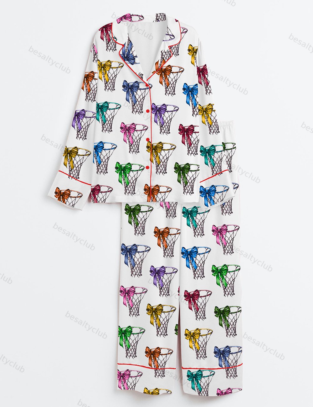 Coquette Basketball Game Day Long Sleeve Satin Pajama Set