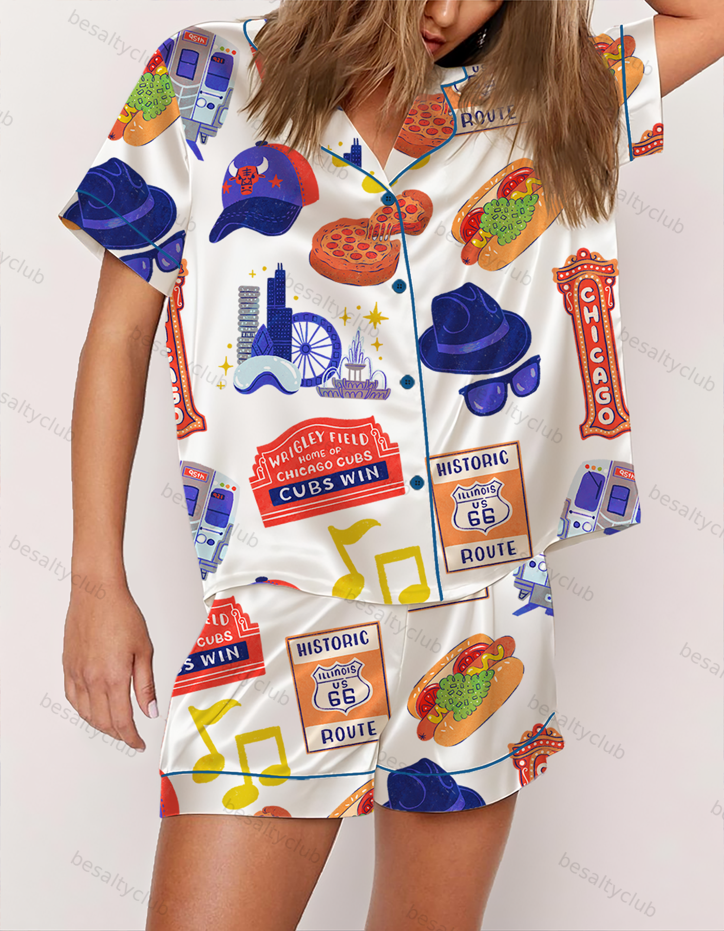 Chicago Illinois Travel Satin Pajama Set