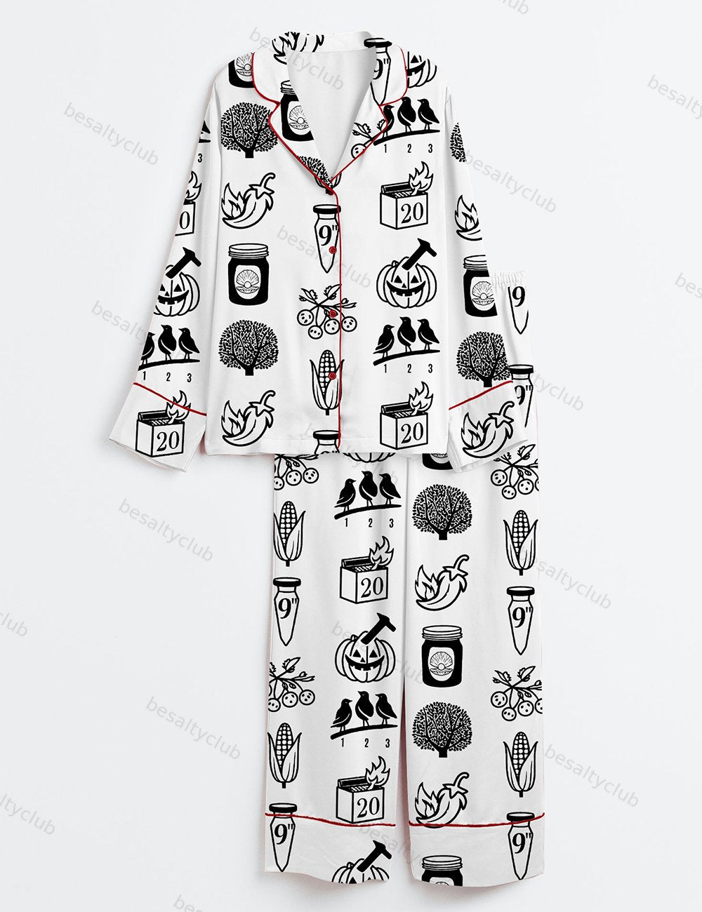 90s Rock Icons Grunge Style Retro Music Rock Band Print Long Sleeve Satin Pajama Set