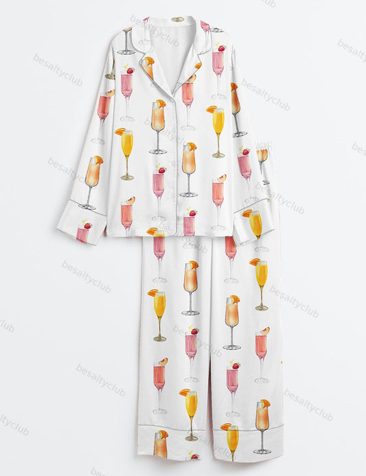 Best Champagne For Mimosas Long Sleeve Satin Pajama Set