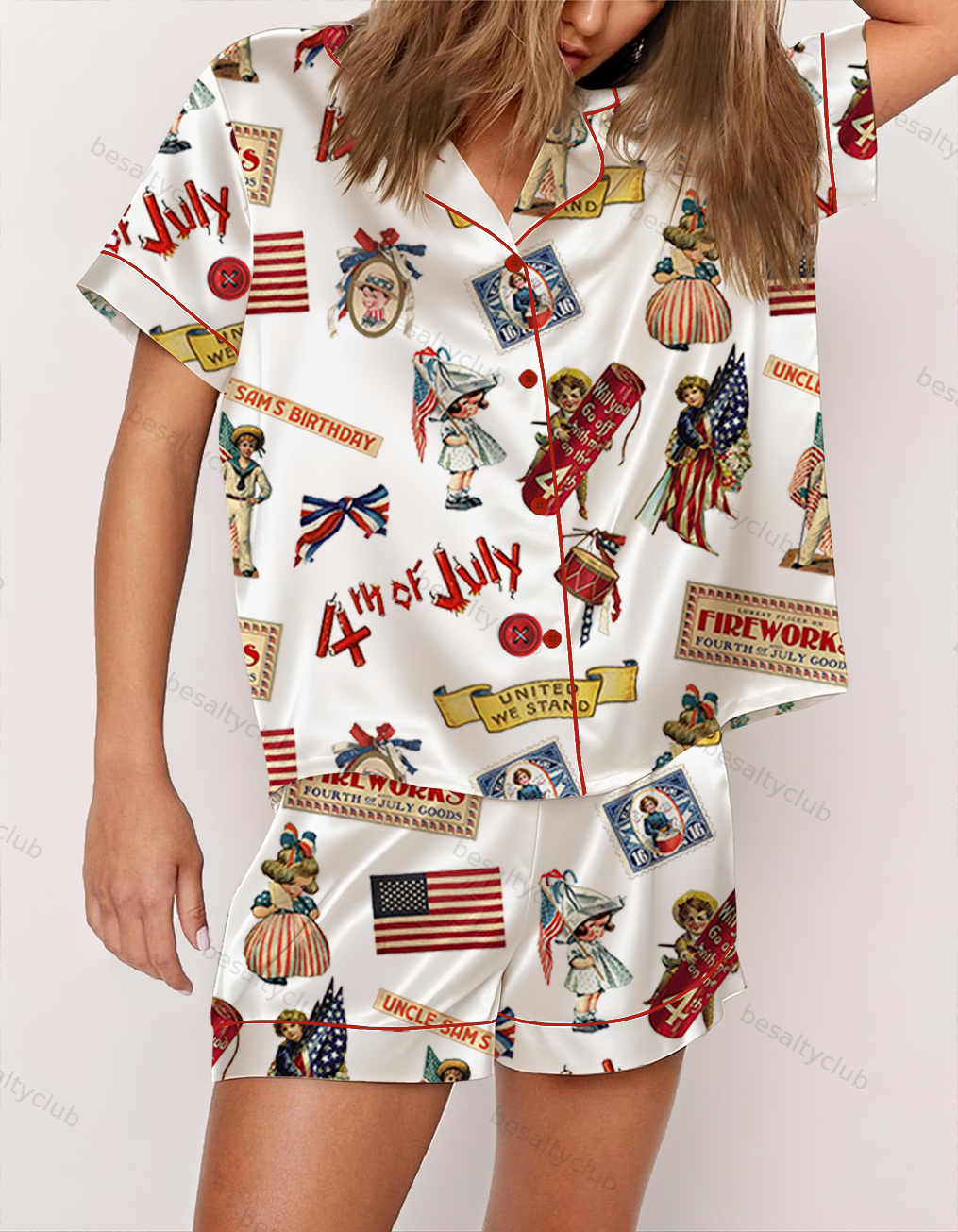 Vintage 4th of July Satin Pajama Set