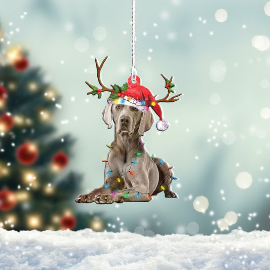 Weimaraner Christmas Lights Shape Mica Plastic Ornament, Pet Lovers Gift, Christmas Ornament, Christmas Decor, Christmas Gift, Ornament Decoration, Ornament Christmas - TeeZworldVN