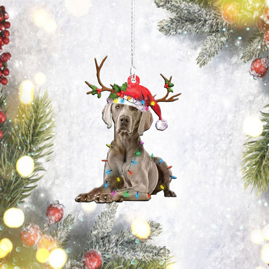 Weimaraner Christmas Lights Shape Mica Plastic Ornament, Pet Lovers Gift, Christmas Ornament, Christmas Decor, Christmas Gift, Ornament Decoration, Ornament Christmas - TeeZworldVN