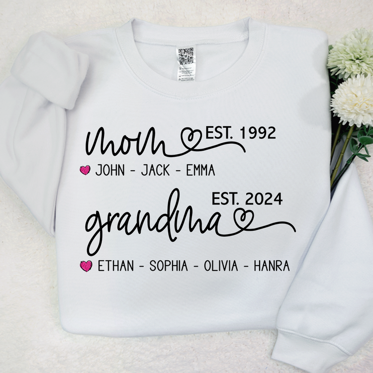 Aangepaste eerste moeder nu oma Shirt, Mom Love Shirt, Mama Shirt, oma en jaar Sweatshirt, oma hart shirt, Happy Mother's Day, cadeau voor moeder