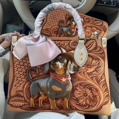 Dachshund Leather Bag Cowboy Doxie