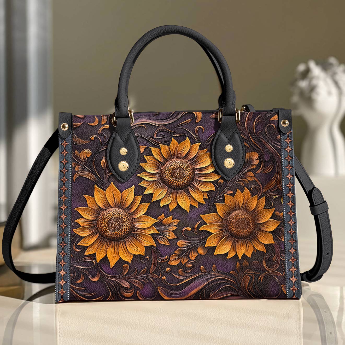Leather Bag Sunflower Hope Love