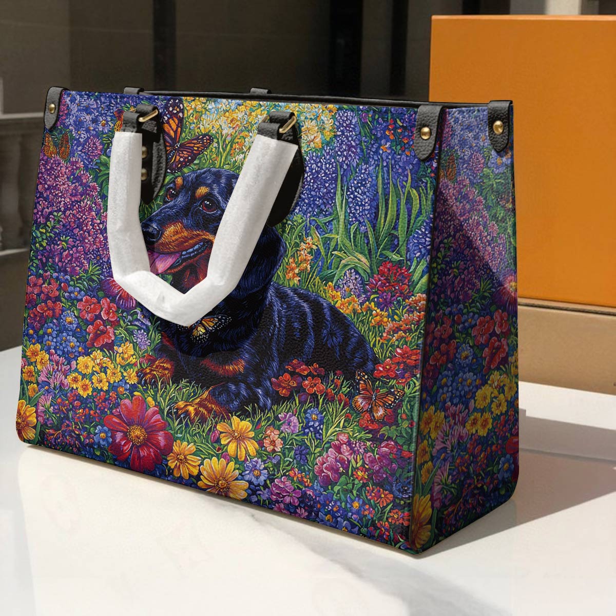 Leather Bag Garden Dachshund Delight