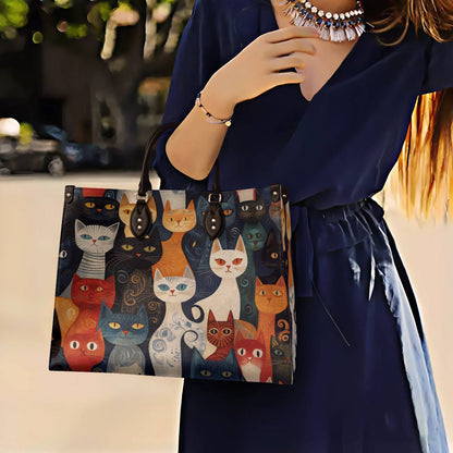 Cat Leather Bag Gentle Cat Friends