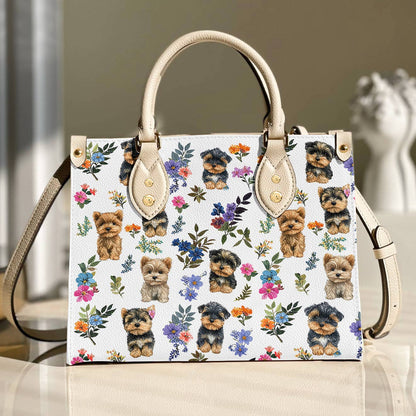 Leather Bag Yorkie Blossom Charm
