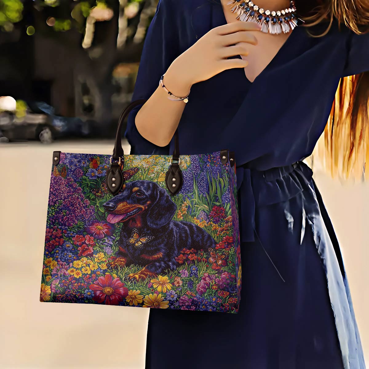 Leather Bag Garden Dachshund Delight