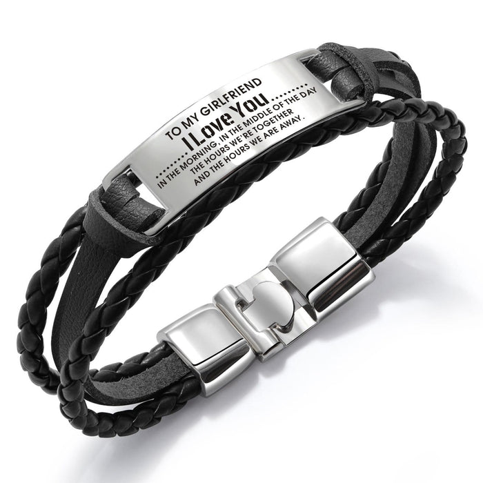 To My Girlfriend - I Love You Leather Bracelet