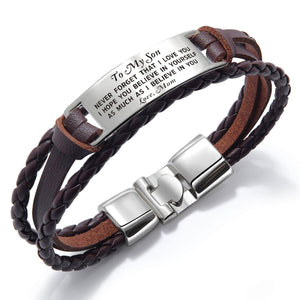 Mum To Son - I Believe In You Leather Bracelet