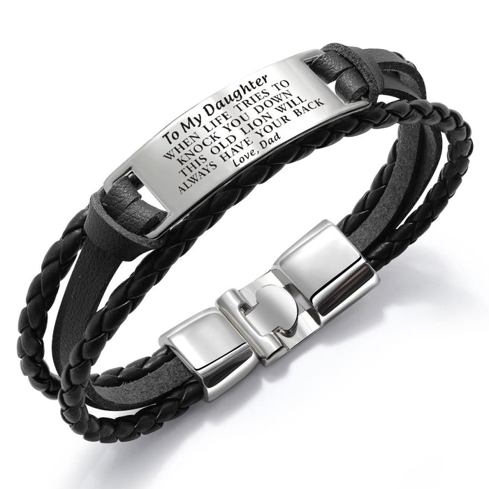 Dad To Daughter - Always Have Your Back Leather Bracelet