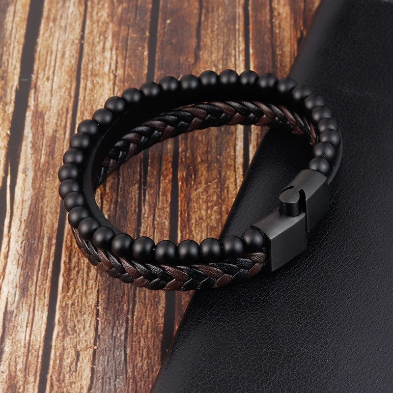 Daughter To Dad - I Love You And Always Will Black Beaded Bracelets For Men