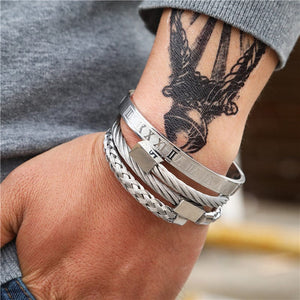 To My Boyfriend - Greatest Catch Of My Life Roman Numeral Bangle Weave Bracelets