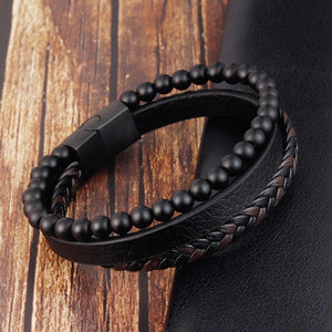 Mom To Son - My Little Boy Forever Black Beaded Bracelets For Men