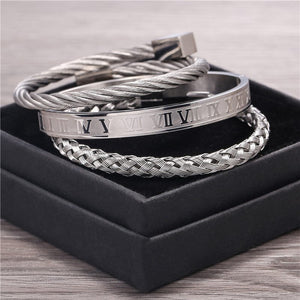 To My Dad - Thank You For All Bangle Weave Roman Numeral Bracelets