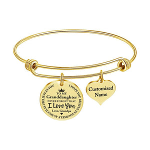 Grandpa To Granddaughter - I Love You Customized Name Bracelet