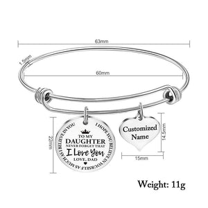 Dad To Daughter - I Love You Customized Name Bracelet