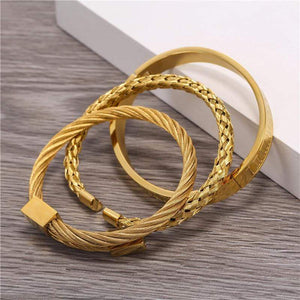 To Our Son - We Love You Roman Numeral Bangle Weave Bracelets Set