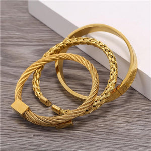 Mom To Son - I Love You Roman Numeral Bangle Weave Bracelets Set