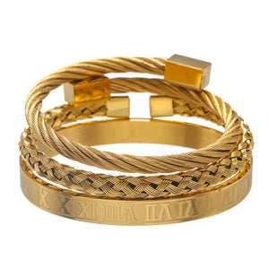 To My Man - Greatest Catch Of My Life Roman Numeral Bangle Weave Bracelets