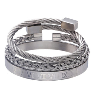 To My Man - Greatest Catch Of My Life Roman Numeral Bangle Weave Bracelets