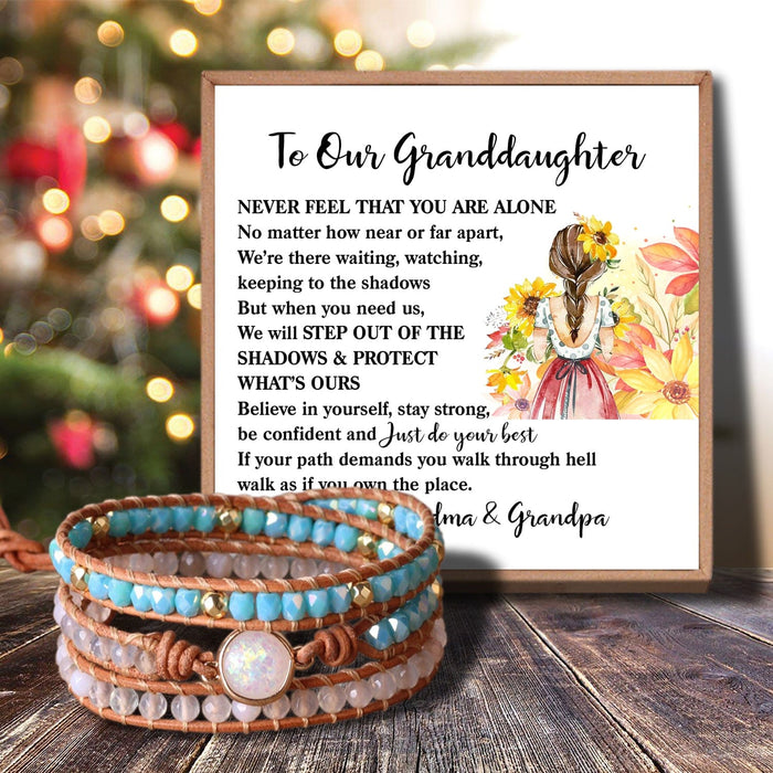 To Our Granddaughter - Never Feel That You Are Alone Crystal Beaded Bracelet