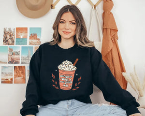 Pumpkin Latte Drink Cup, Pumpkin Spice Latte, Fall Coffee Sweatshirt, Cute Fall Sweatshirt, Fall Autumn Shirt, fall sweater, PSL Sweatshirt