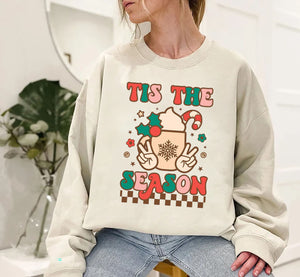 Retro Christmas Sweatshirt, Tis The Season Sweatshirt, Vintage Santa Christmas Sweatshirt, Retro Holiday Shirt, Cute Christmas Sweatshirt