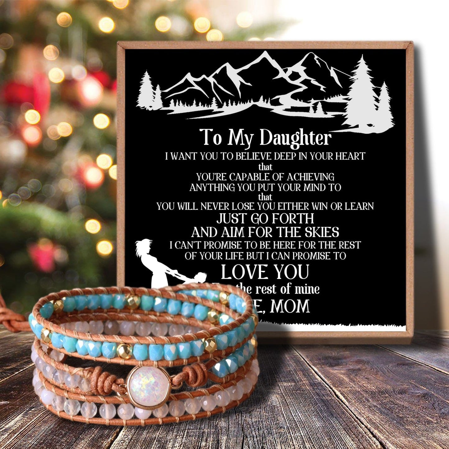 Mom To Daughter - I Love You For The Rest Of Mine Crystal Beaded Bracelet